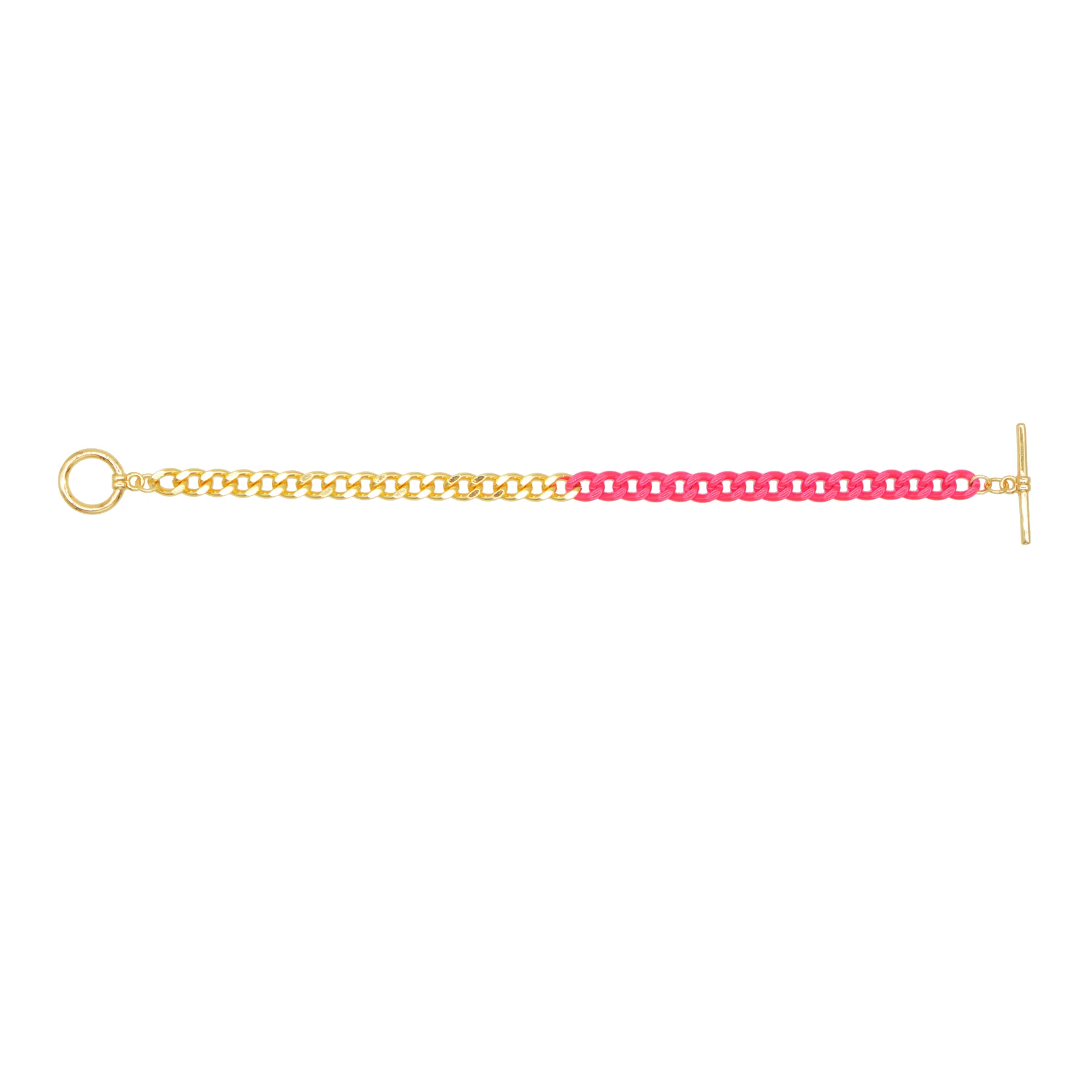 Fashion Jewelry Bracelet - Half Gold Curb Chain - Image 3